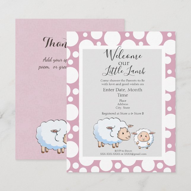 Bubble Pink, Gray Baby Girl Shower Supplies Invitation (Front/Back)