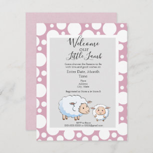 Bubble Pink, Gray Baby Girl Shower Supplies Invitation
