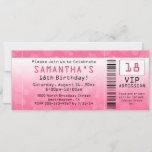 Bubble Pink Ticket Customizable Birthday Invitation