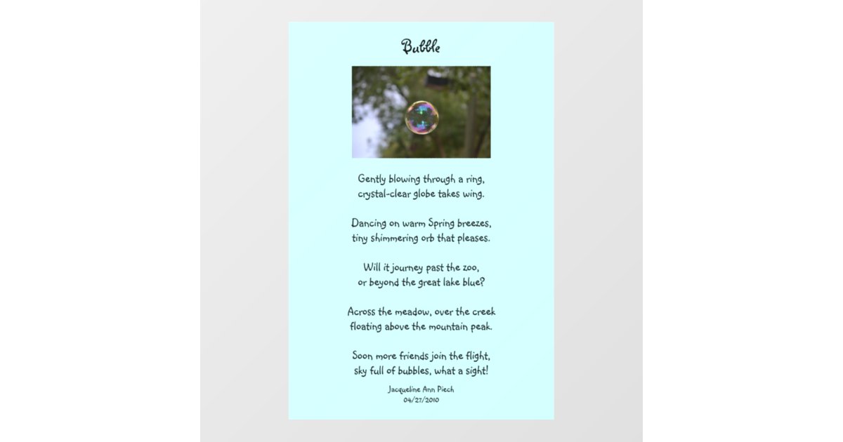 Bubble Poem Wall Decal | Zazzle