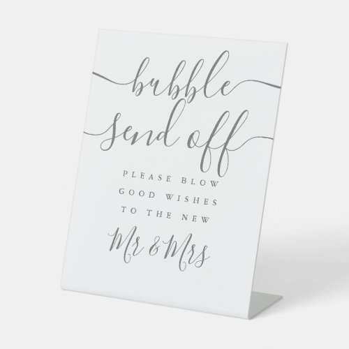Bubble Send Off Chic Gray Script Pedestal Sign