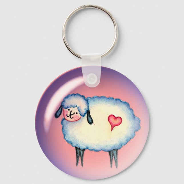 BUBBLE SHEEP by SHARON SHARPE Keychain (Front)