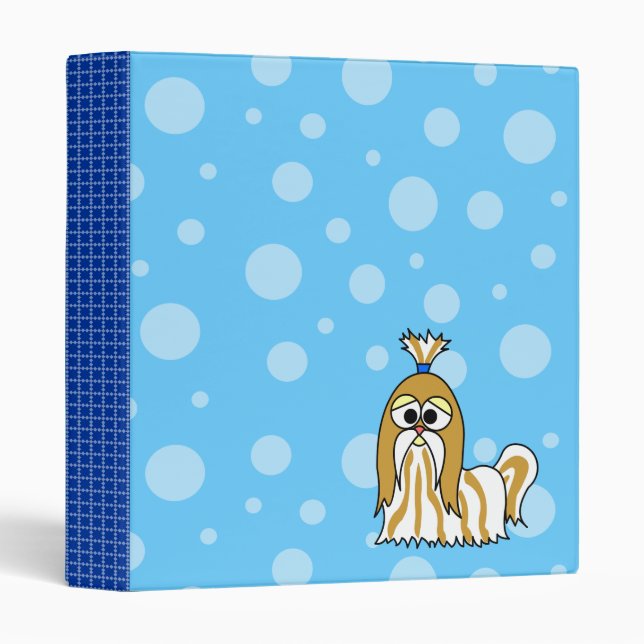 Bubble Shih Tzu School Binder Blue (Front/Spine)