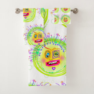 Bubble Smile Meemogie Emoji Art Bath Towel Set