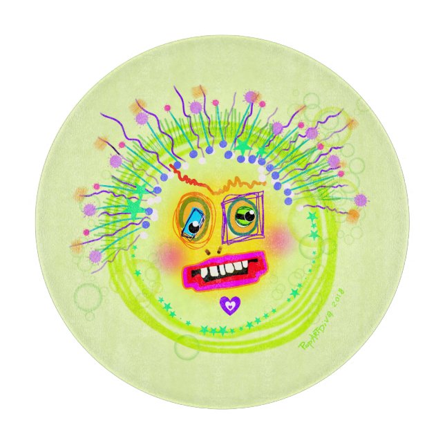 Bubble Smile Meemogie Emoji Art Cutting Board (Front)