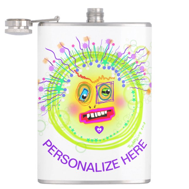 Bubble Smile Meemogie Emoji Art Flask (Opened)
