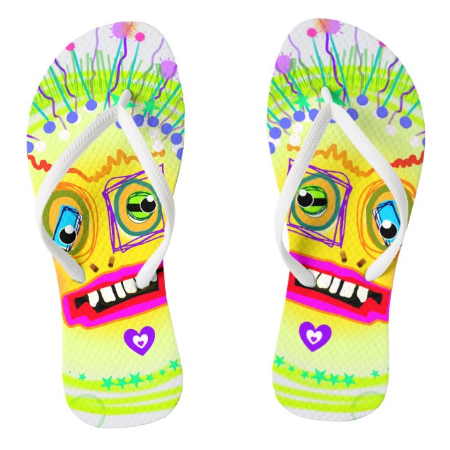 Bubble Smile Meemogie Emoji Art Flip Flops (Footbed)