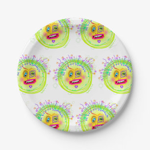 Bubble Smile Meemogie Emoji Art Paper Plates