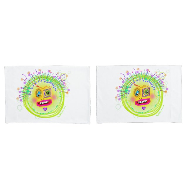 Bubble Smile Meemogie Emoji Art Pillow Case (Front-Set)