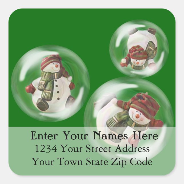 Bubble Snowmen Pick Your Background Address Label (Front)