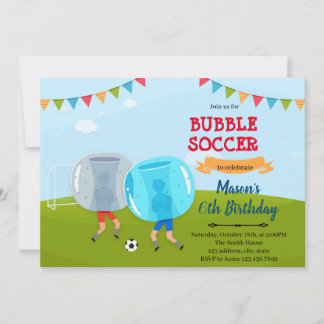 Bubble soccer ball invitation