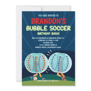 Bubble Soccer Birthday Party Invitation