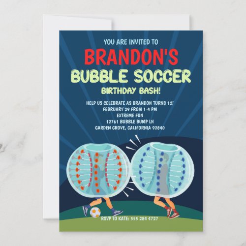 Bubble Soccer Birthday Party Invitation