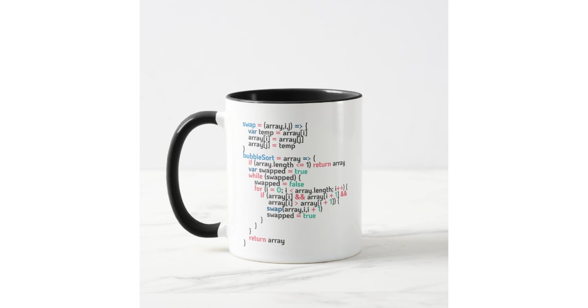 Bubble Sort Computer Programming Code Snippet Mug | Zazzle
