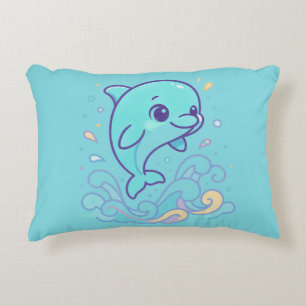 Bubble Splash Dolphin Cute Ocean Animal Custom Accent Pillow