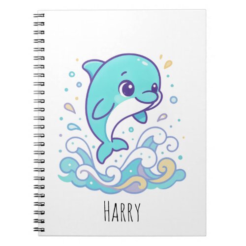 Bubble Splash Dolphin Cute Ocean Animal Custom Notebook