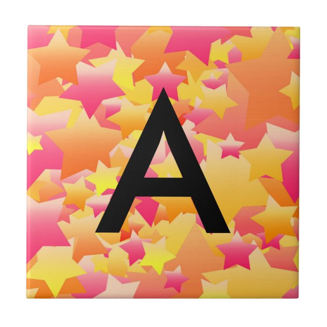 Bubble Stars Sherbet Numbered/Lettered Tile (Front)