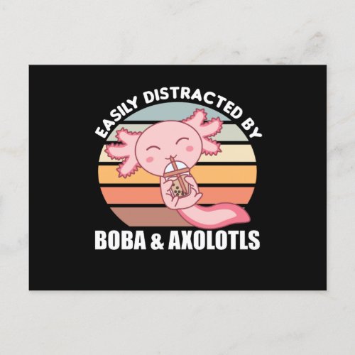 Bubble Tea Axolotl Chocolate Sweet Animals Boba Postcard