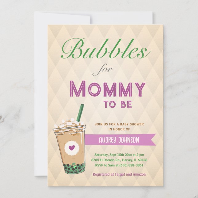 Bubble Tea Baby Shower Coffee Korean Kpop Boba Invitation (Front)