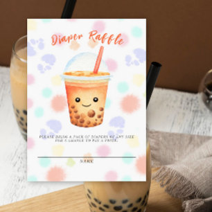 Bubble tea baby shower diaper raffle  enclosure card