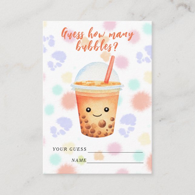 Bubble Tea Baby shower Guess how many bubbles Enclosure Card (Front)