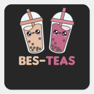 Bubble Tea Best Friends Party Partner Boba Square Sticker
