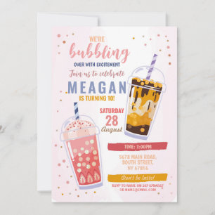 Bubble Tea Birthday Cafe Shop Celebration Invitation