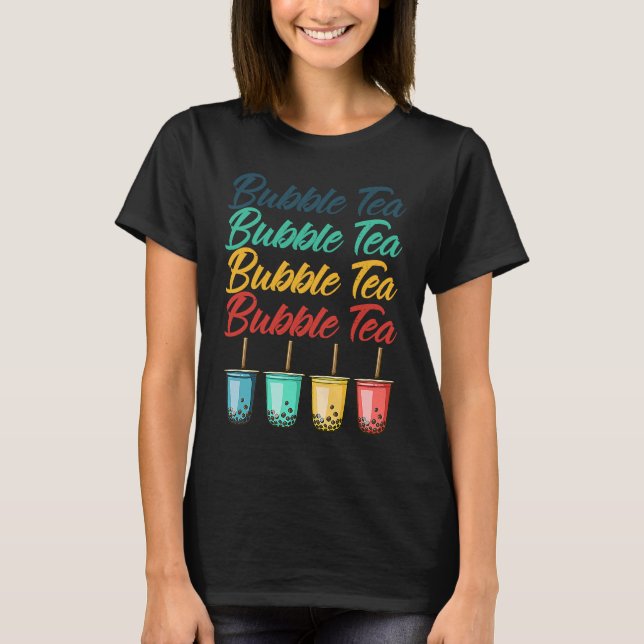 Bubble Tea Boba Black Tea Drink Beverage Cream Puf T-Shirt (Front)
