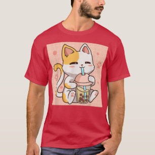 Bubble Tea Boba Cat Cute Anime Kawaii Esthetic Ne T-Shirt