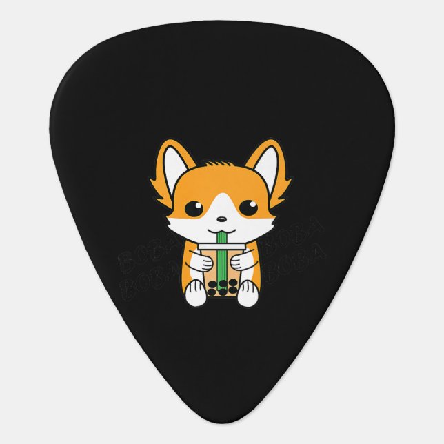 Bubble Tea Boba Corgi Premium Guitar Pick (Front)
