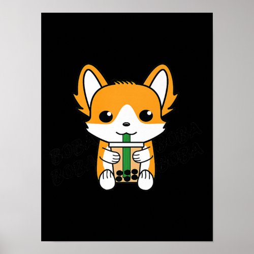 Bubble Tea Boba Corgi Premium Poster