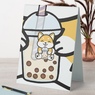 Bubble Tea Boba Corgi Table Tent