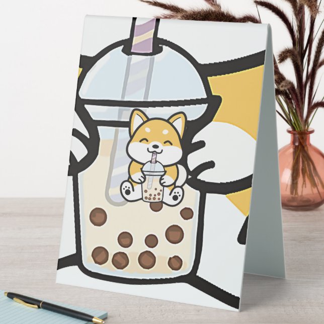 Bubble Tea Boba Corgi Table Tent (In SItu (Table))