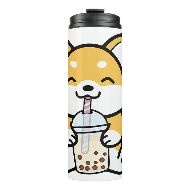 Bubble Tea Boba Corgi Thermal Tumbler (Front)