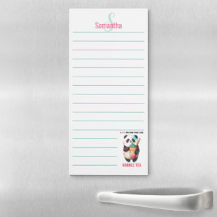 Bubble tea boba pearl tea panda personalized lined magnetic notepad