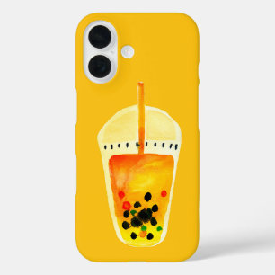 Bubble tea boba watercolor art iPhone 16 case