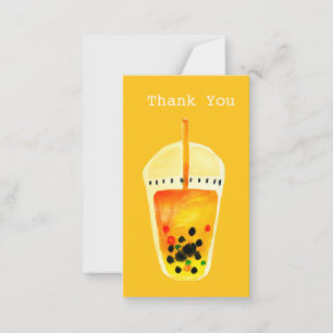 Bubble tea boba watercolor art note card
