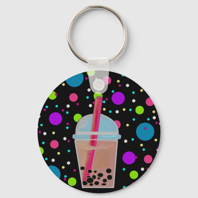 Bubble Tea - Bubble Background Keychain (Front)