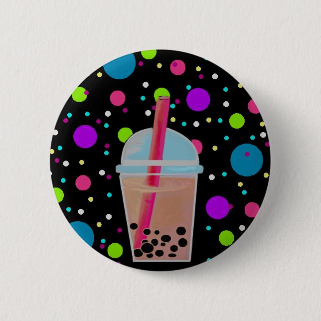 Bubble Tea - Bubble Background Pinback Button (Front)