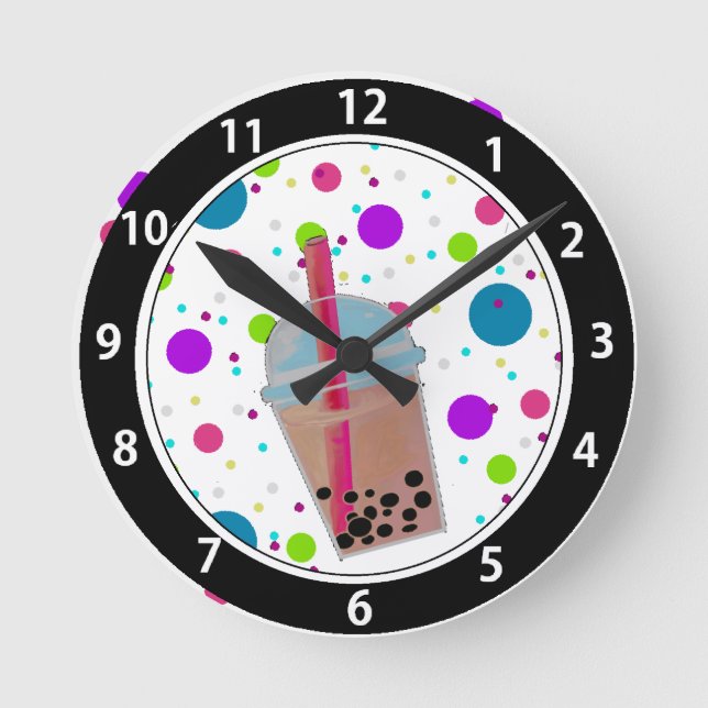 Bubble Tea - Bubble Background Round Clock (Front)