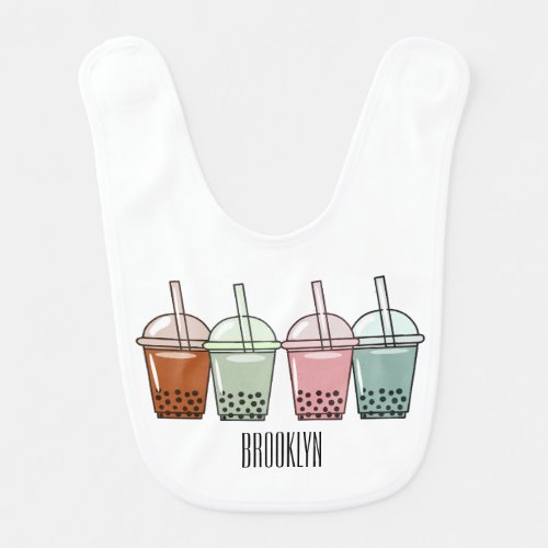 Bubble tea cartoon illustration  baby bib