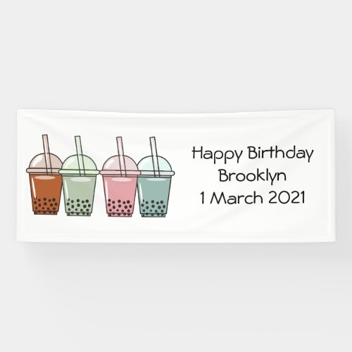 Bubble tea cartoon illustration banner