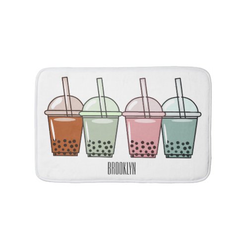 Bubble tea cartoon illustration bath mat