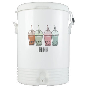 Bubble tea cartoon illustration beverage cooler