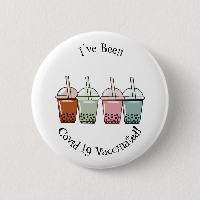 Bubble tea cartoon illustration button (Front)