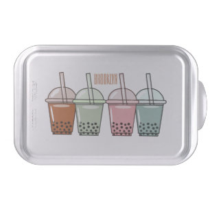 Bubble tea cartoon illustration cake pan