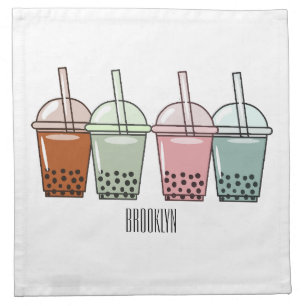 Bubble tea cartoon illustration cloth napkin