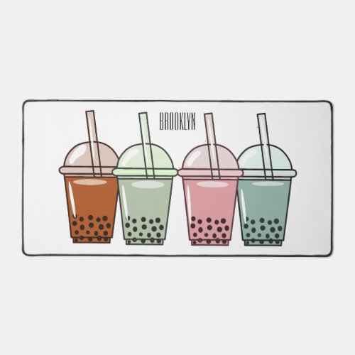 Bubble tea cartoon illustration desk mat