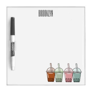 Bubble tea cartoon illustration dry erase board