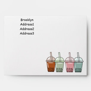 Bubble tea cartoon illustration envelope